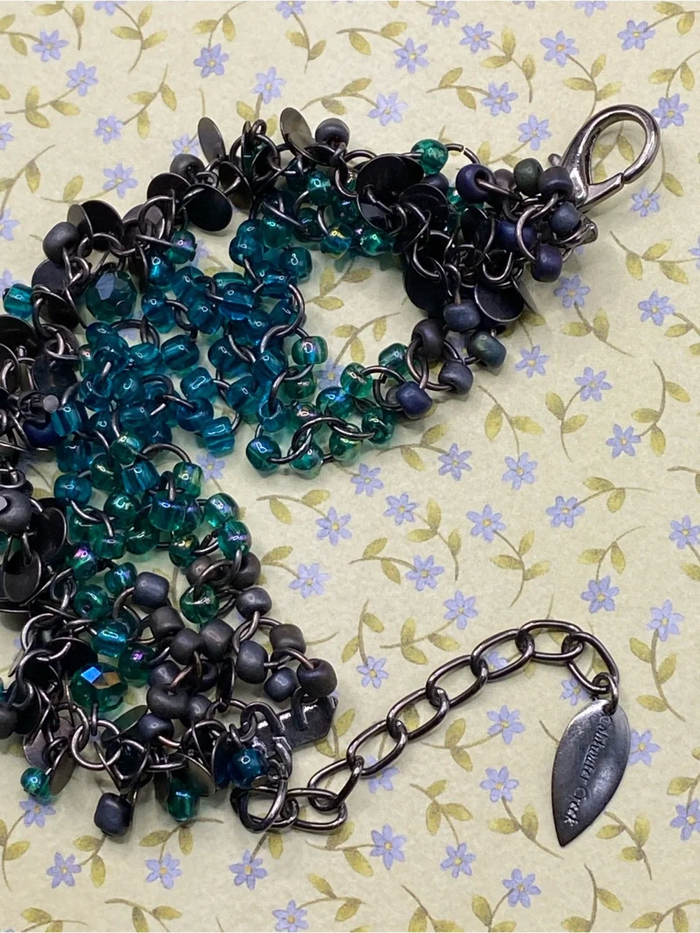 COLDWATER CREEK Glass Blue Seed Beads & Gunmetal Breacelet